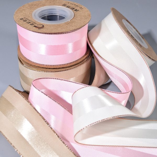 Gold-edge medium satin grosgrain ribbon