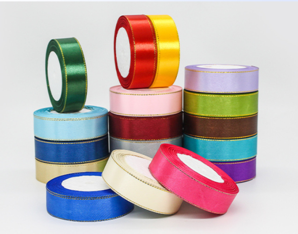 Gold-edged satin ribbon