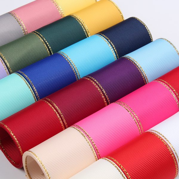 Gold-edge grosgrain ribbon