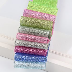 Silver-color-glitter ribbon