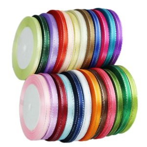 Silver-edged satin ribbon