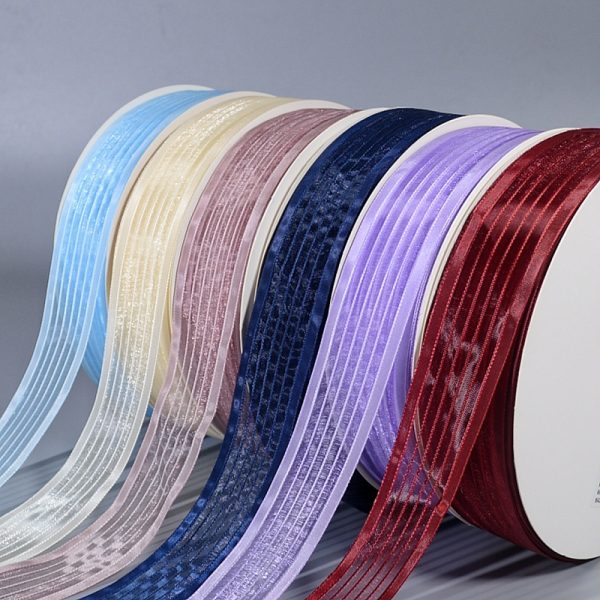 Wide-edge stripe organza ribbon