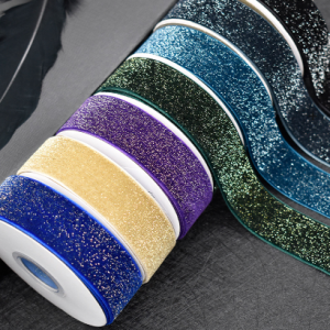 Metallic-dot velvet ribbon