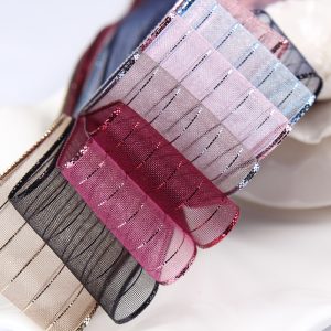 Metallic stripe organza ribbon
